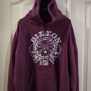 DIXXON Maroon Hoodie with White Graphics